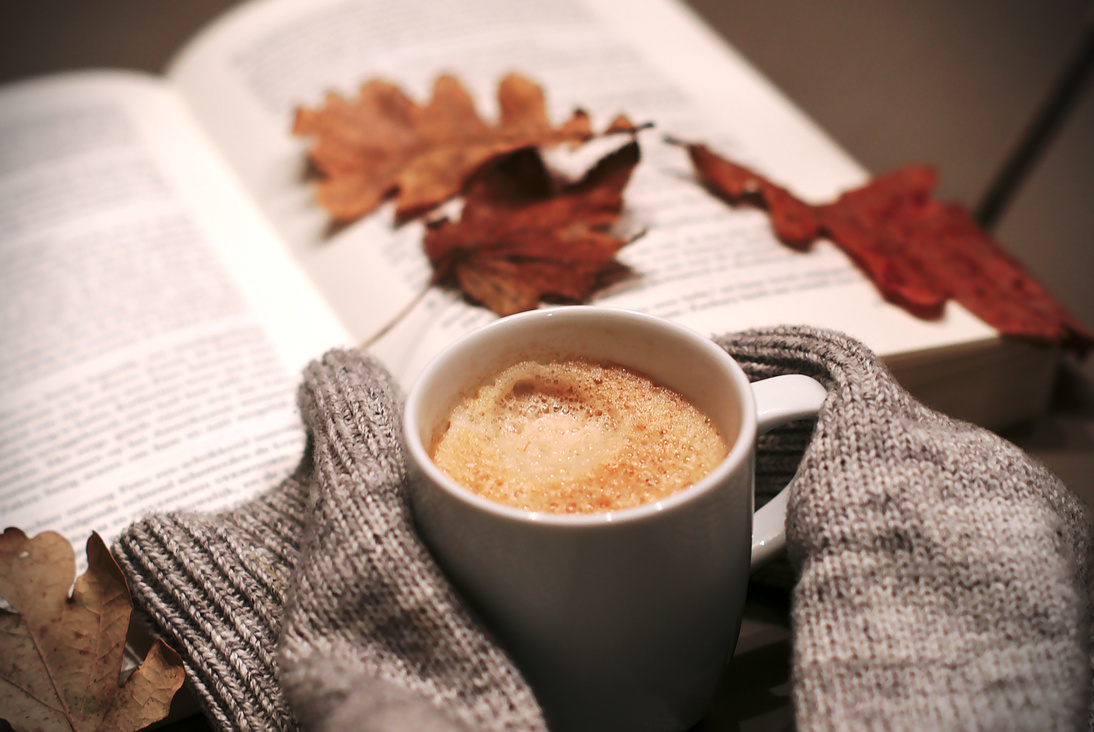 Cup Of Coffee With Autumn Leaves
